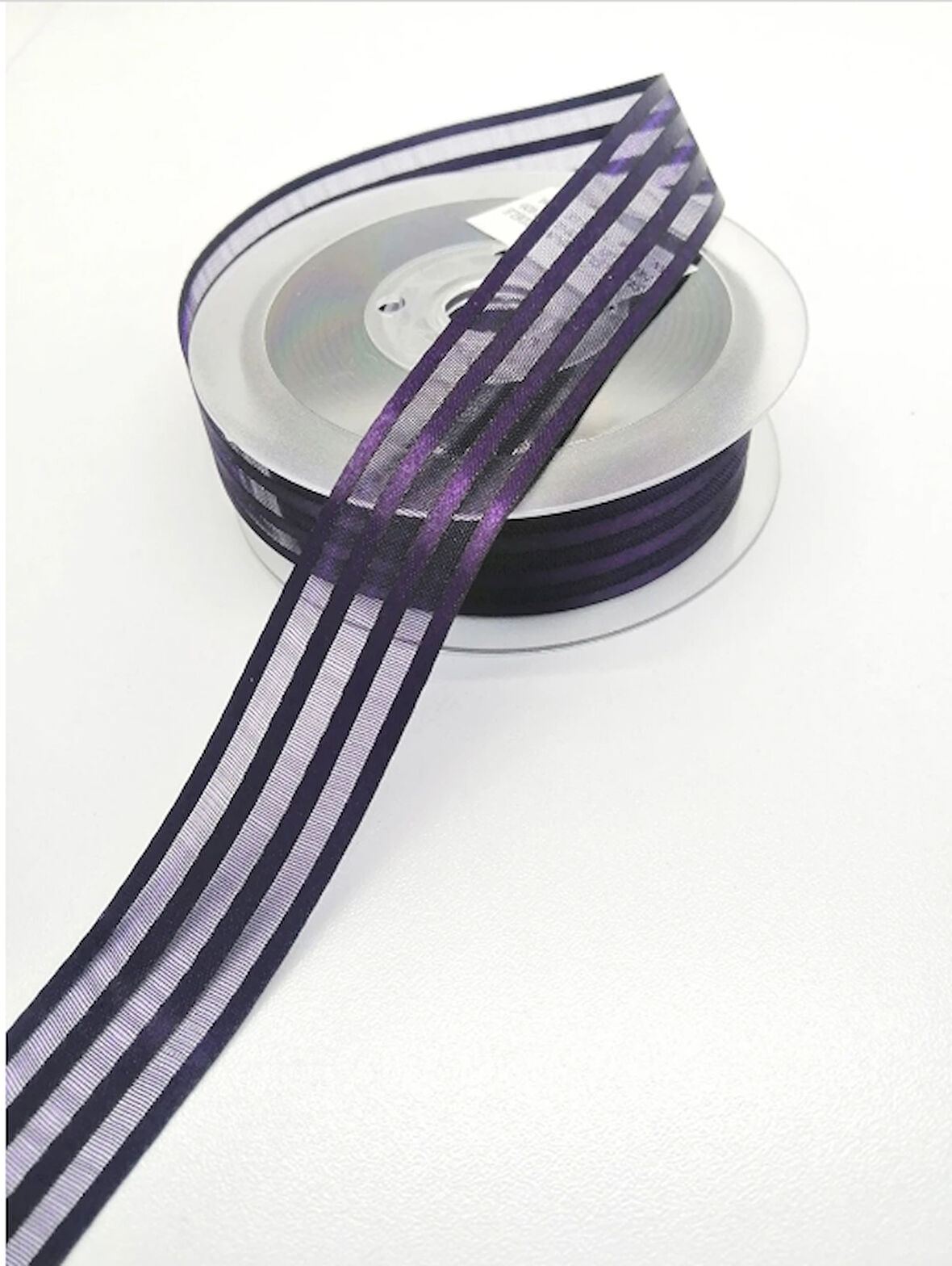 mor saten çizgili şifon kurdele 2,5cm x 25m (hilton kurdele)  1 adet