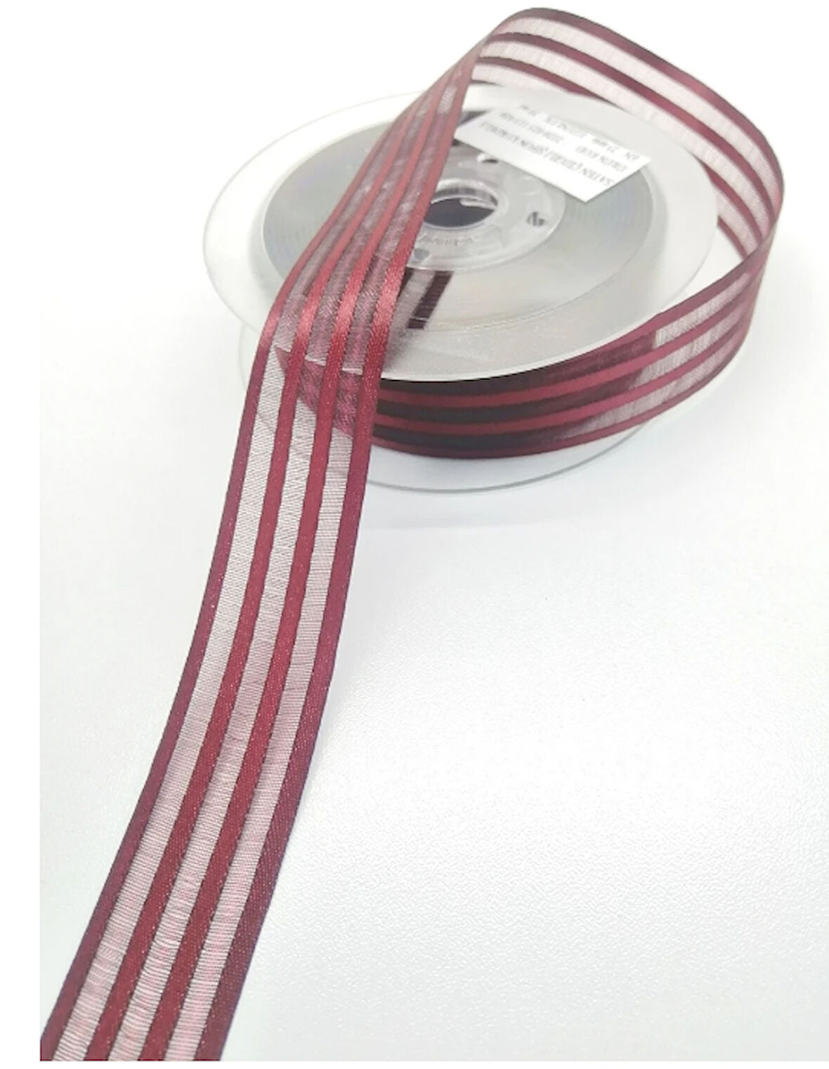 mürdüm  saten çizgili şifon kurdele 2,5cm x 25m (hilton kurdele)  1 adet