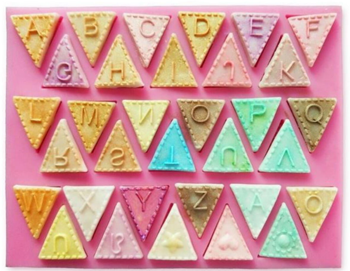üçgen alfabe kokulu taş ve şeker hamuru kalıbı