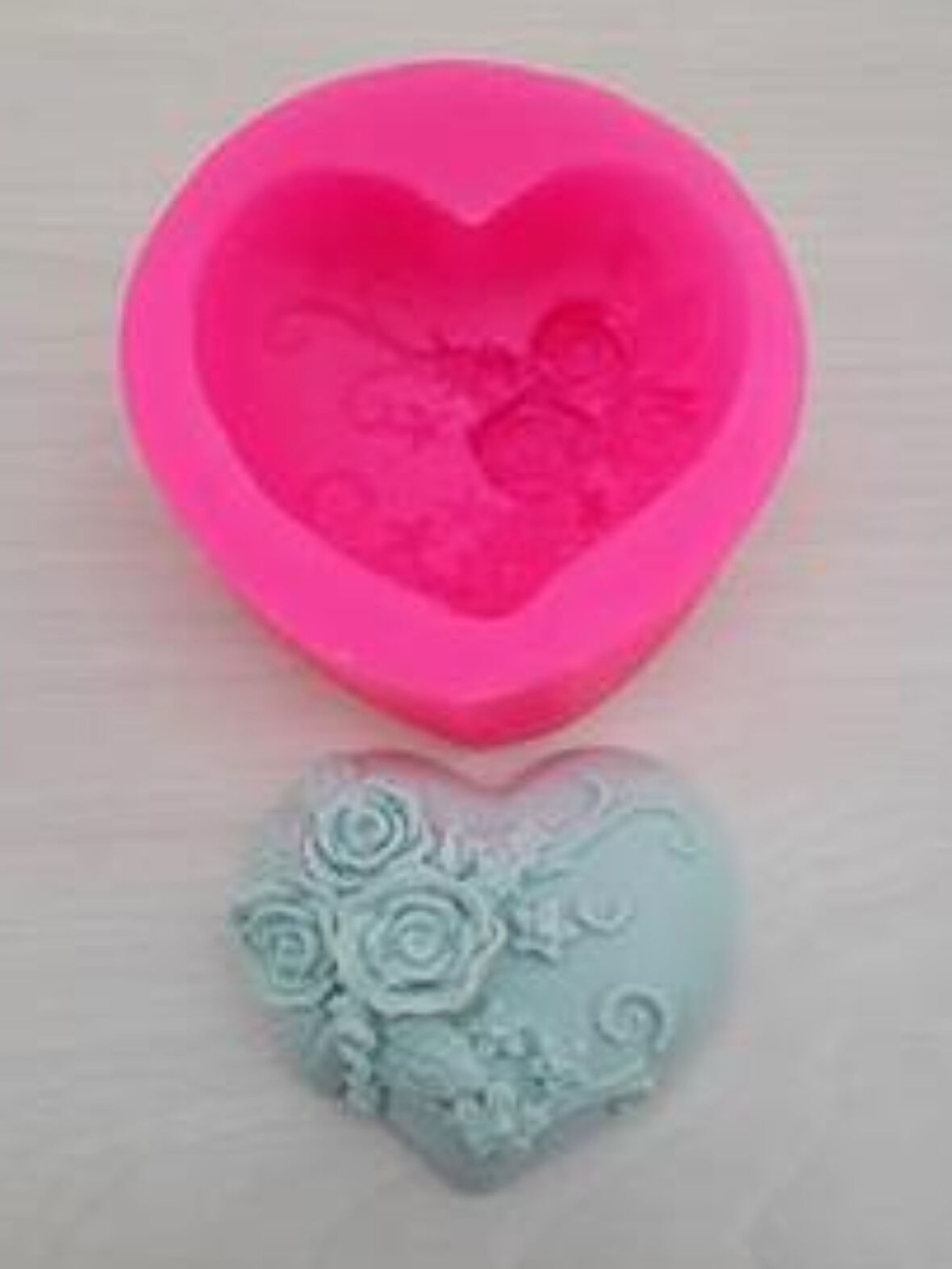 desenli kalp silikon sabun ve kokulu taş kalıbı