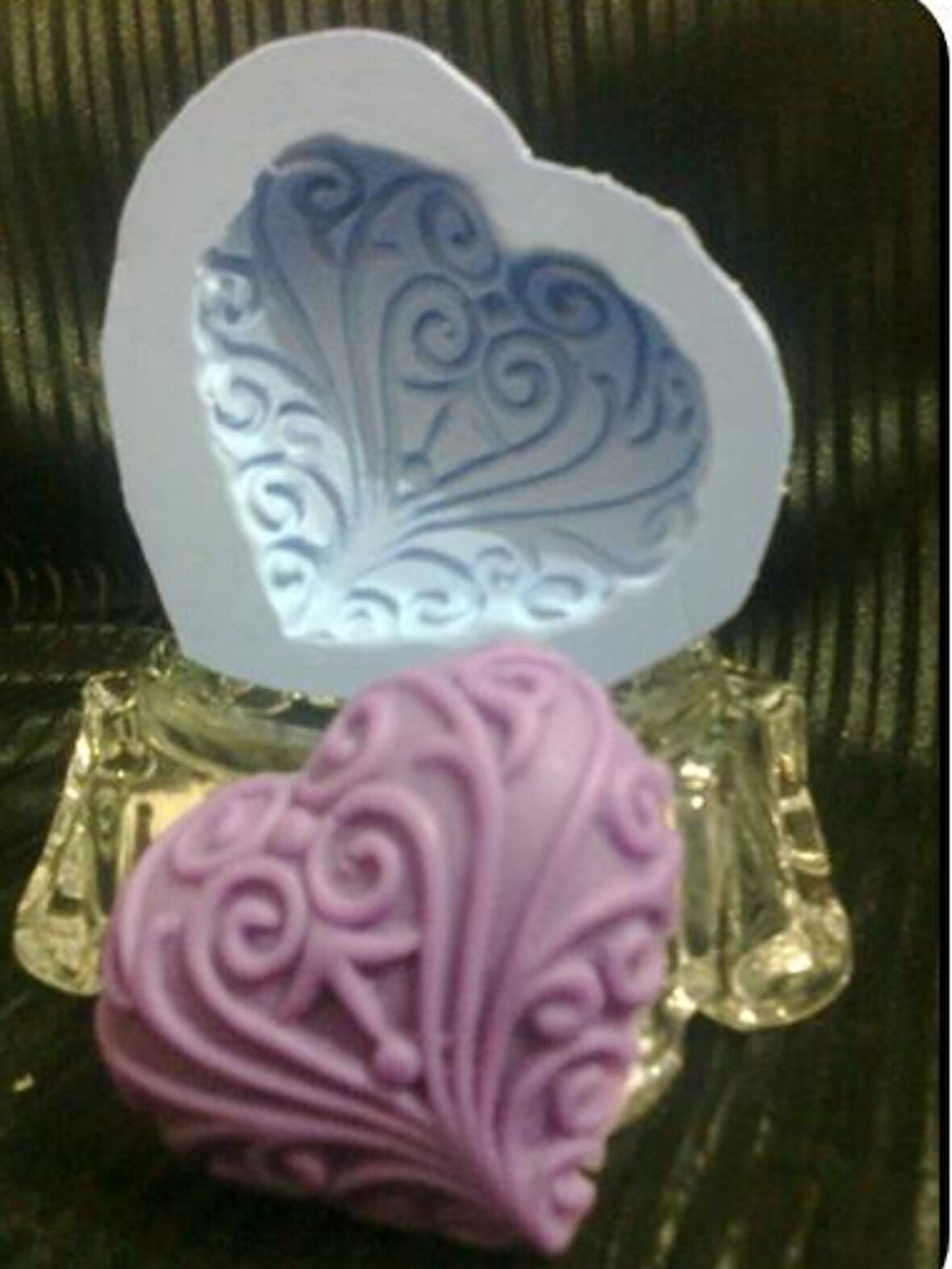 MOTİFLİ KALP SİLİKON SABUN KALIBI