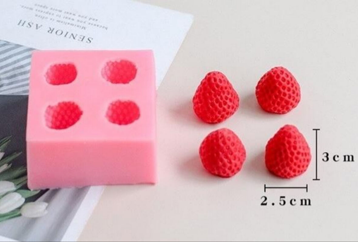 Dörtlü çilek mum ve kokulu taş kalıbı