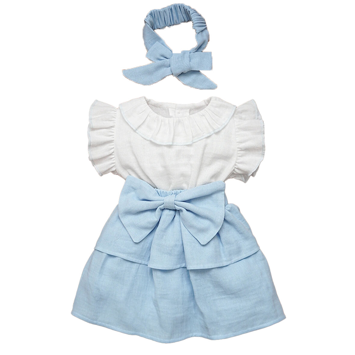 Kız Bebek Ve Çocuk Fiyonklu Müslin Elbise