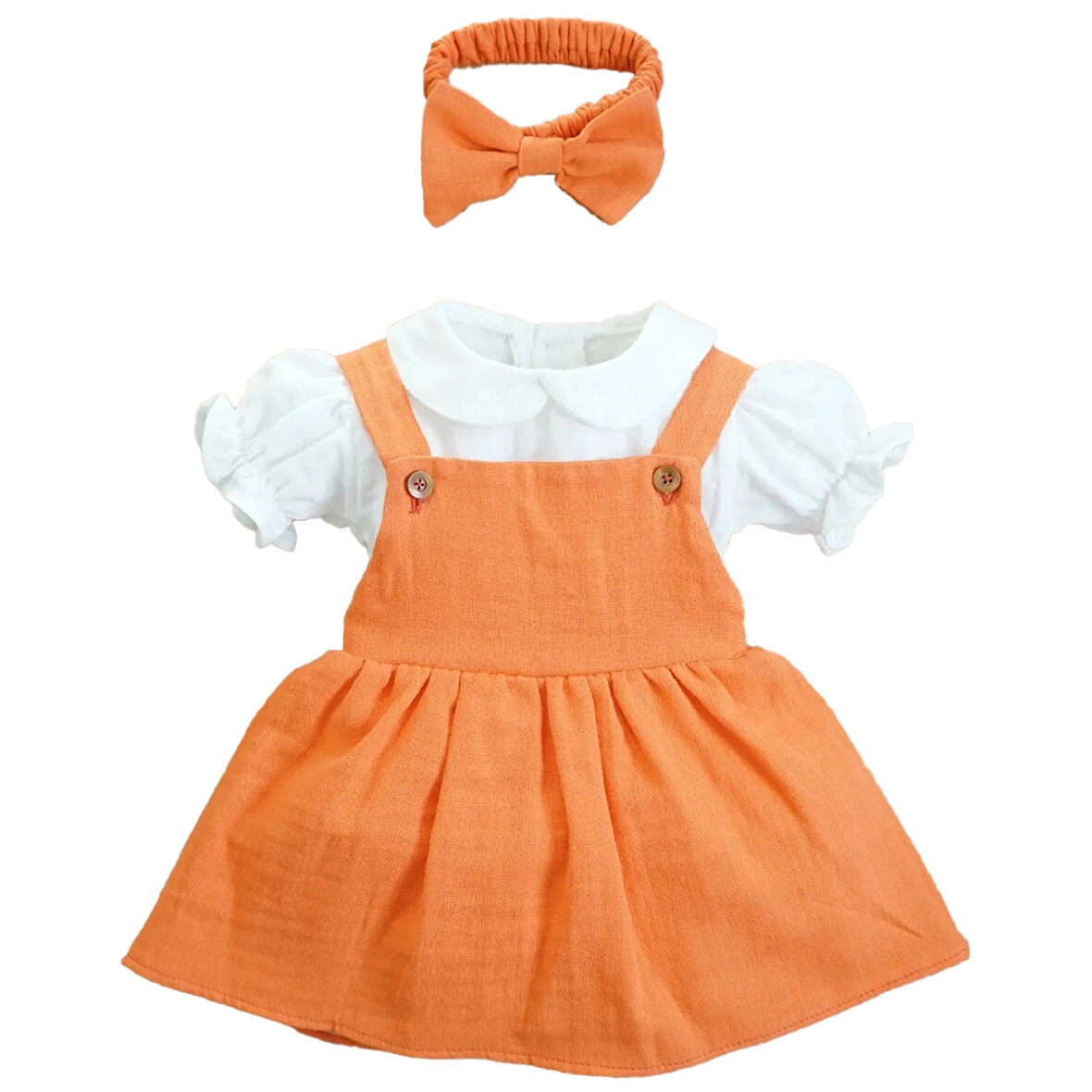 Kız Bebek Ve Çocuk Müslin Bandanalı Kısa Kol Gömlekli Elbise