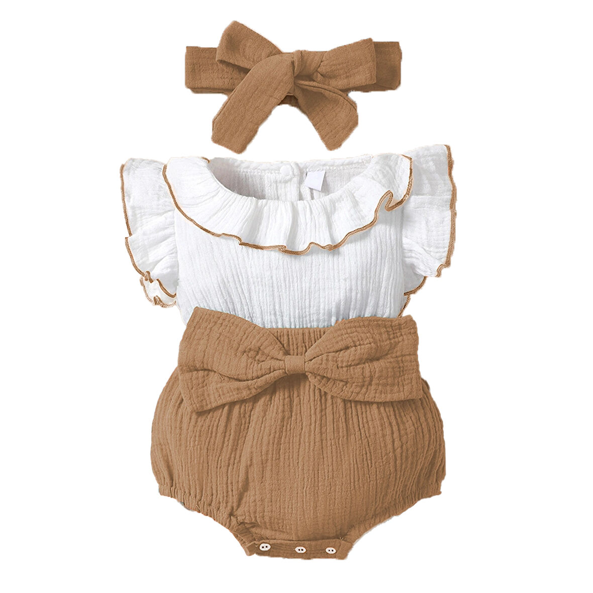 Kız Bebek Ve Çocuk Fiyonklu Müslin Zıbın Tulum