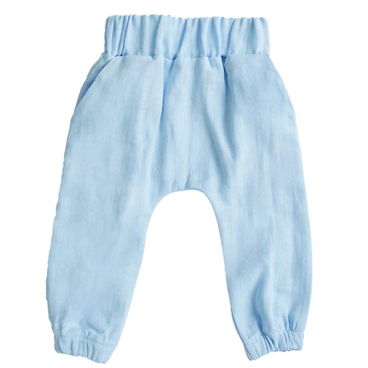 Kız Erkek Bebek Ve Çocuk Cepli Lastikli Müslin Rahat Pantolon