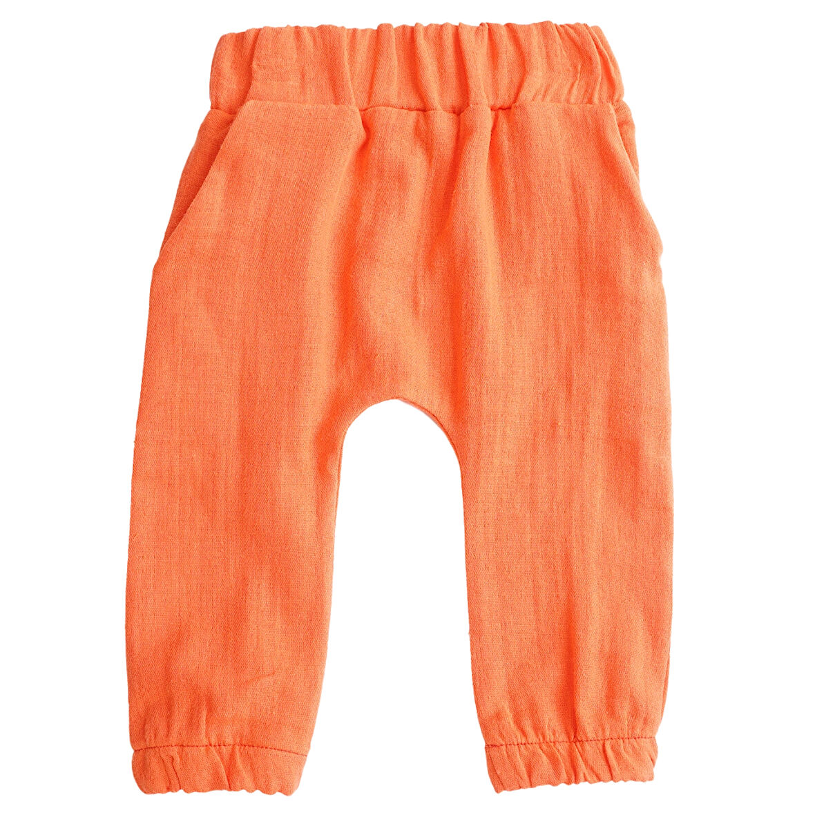 Kız Erkek Bebek Ve Çocuk Cepli Lastikli Müslin Rahat Pantolon