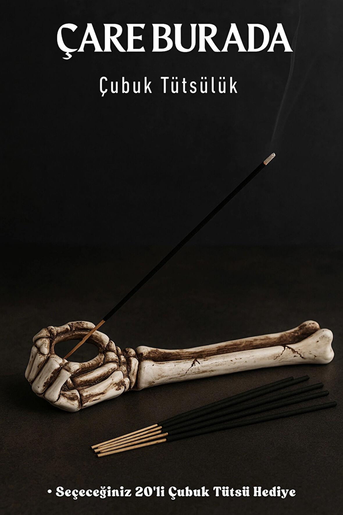 İskelet El Çubuk Tütsülük (Seçeceğiniz 20'li Çubuk Tütsü Hediye)