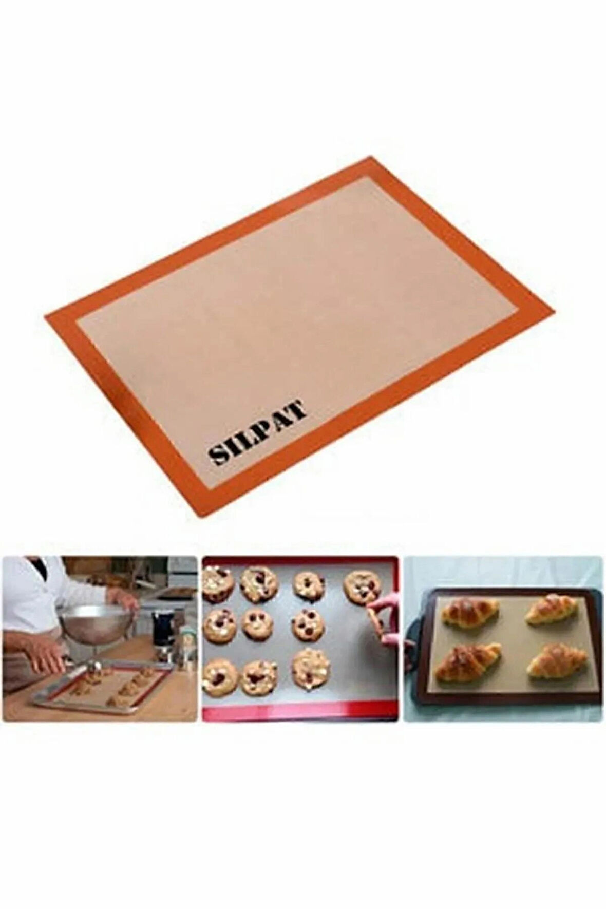 2 Adet Fırınlanabilir Kendinden Yağlı Silikon Pişirme Matı | Yıkanabilir Fırın Matı 30 x 40 cm