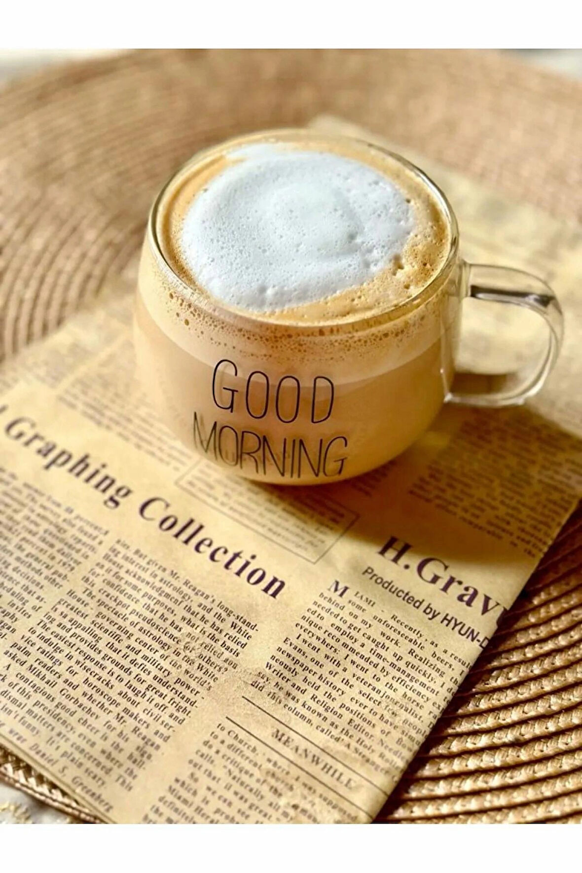 6 Adet Mini Kahve Yanı Sunumluk Bardak Good Morning Yazılı Espresso Bardağı Kulplu