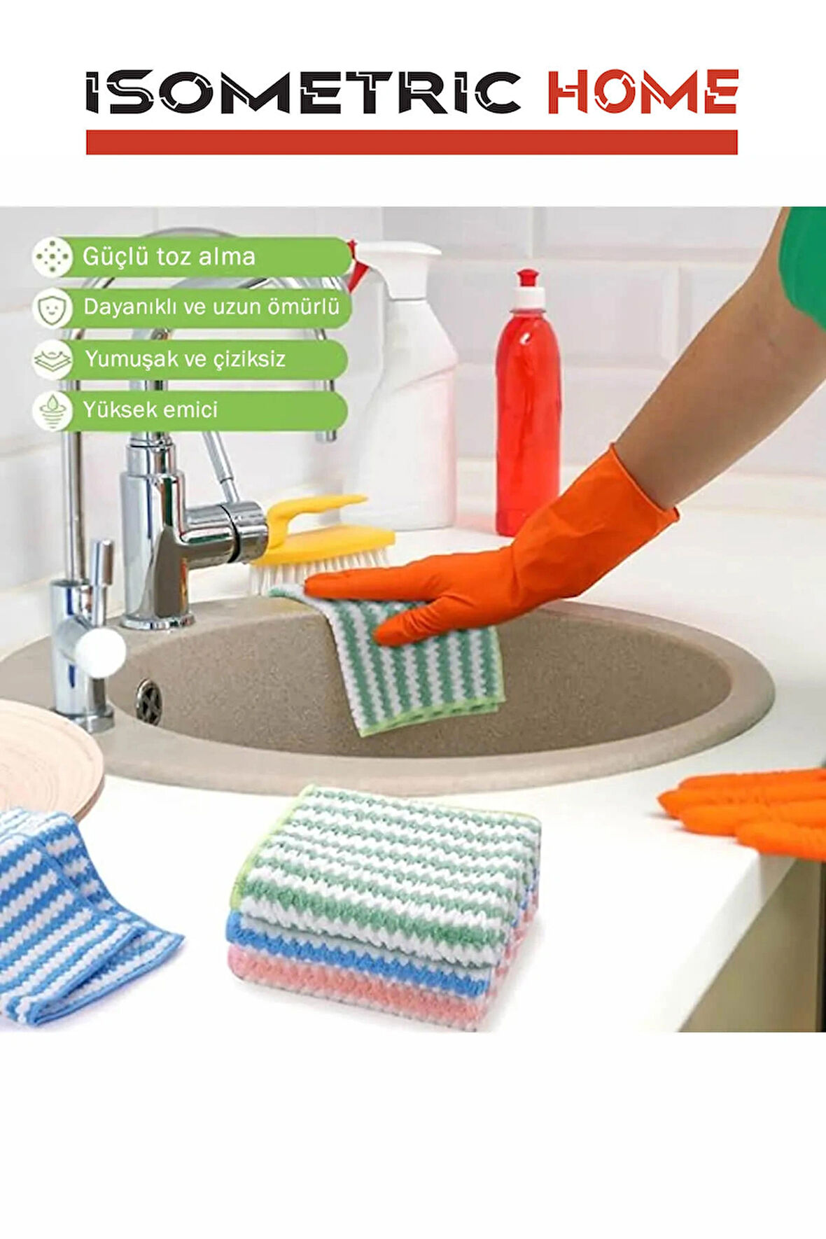 3 Adet Mikrofiber Bez 28x30, Süper Emici Mercan Polar Kumaş, Koku Yapmaz, Nem ve Bakteri Önler Çeyiz