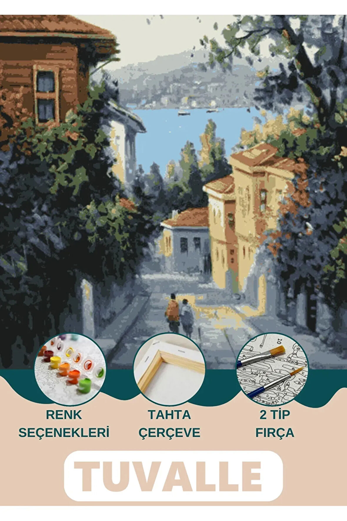 İstanbul Fatih Sayılarla Boyama Seti, Hobi Seti, 40X50 Tablo, Fırça Boya Asma Aparatı Dahil, Kültür