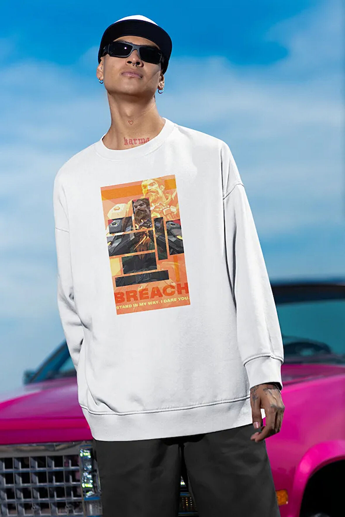 Breach Flaş Karakter Baskılı Unisex Oversize Sweatshirt
