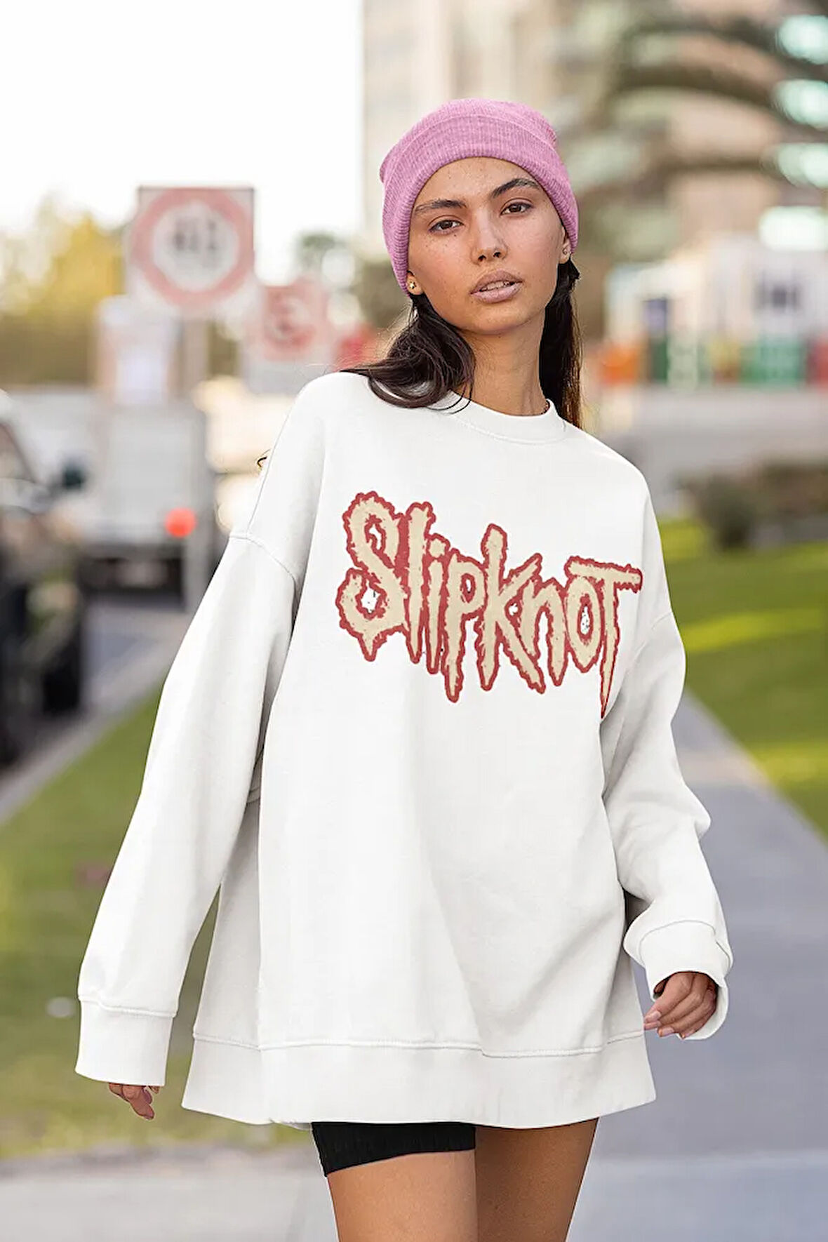 Slipknot Yazılı Unisex Oversize Anime Sweatshirt