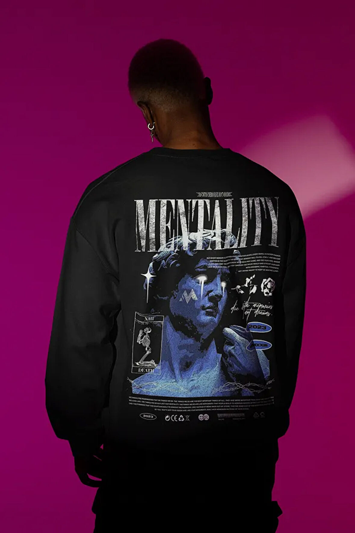 Mentality Baskılı Unisex Oversize Tasarım Sweatshirt