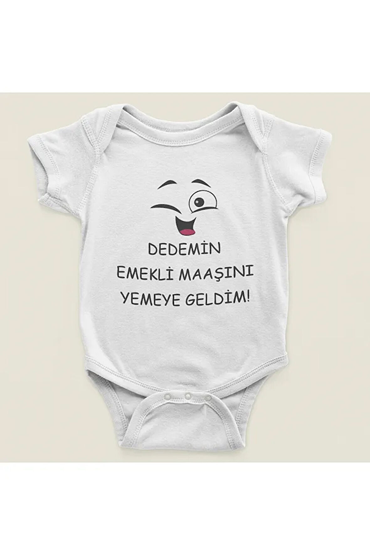Dedemin Emekli Maaşını Yemeye Geldim Yazılı Pamuklu Yumuşak Unisex Çıtçıtlı Body Zıbın
