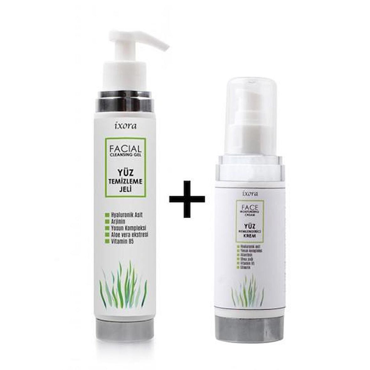 ixora Hyalüronik Asit, Yosun ve Aloe Vera Özlü Nemlendirici & Yatıştırıcılı 2'li Cilt Bakım Seti