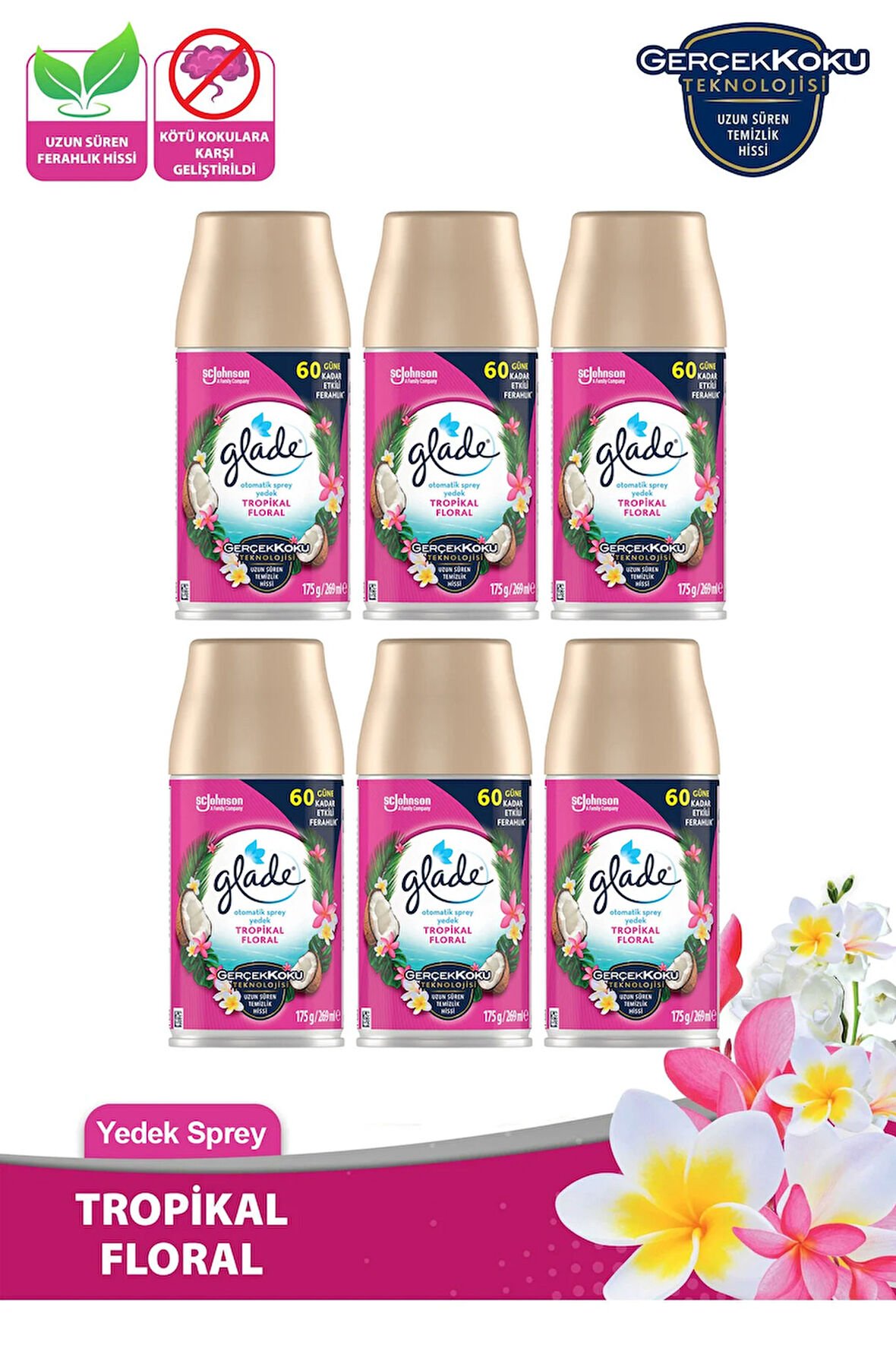 Oda Kokusu Yedek Sprey Tropikal Floral 6 x 269 ml./175gr.