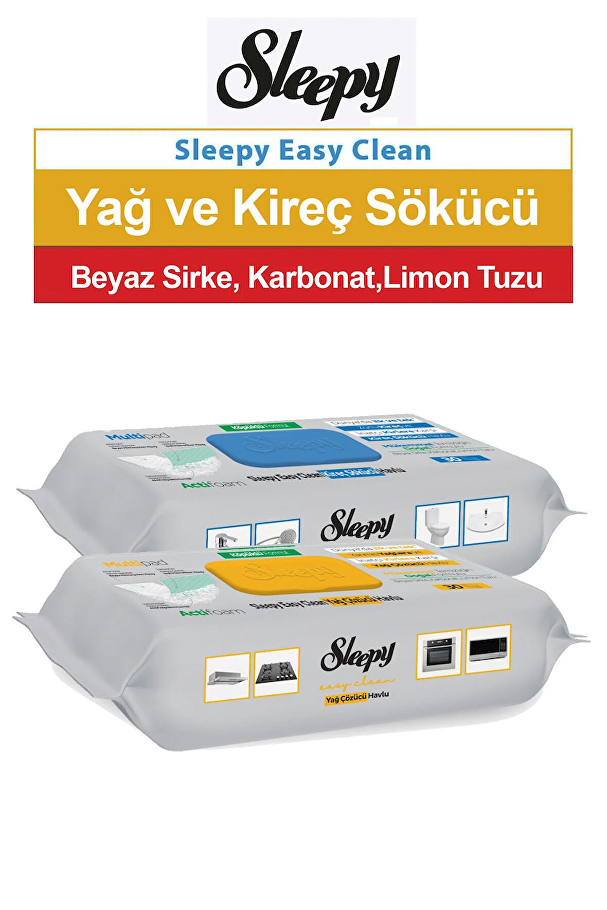 Easy Clean Kireç Sökücü Havlu 30 Lu + Yağ Çözücü Havlu 30 Lu