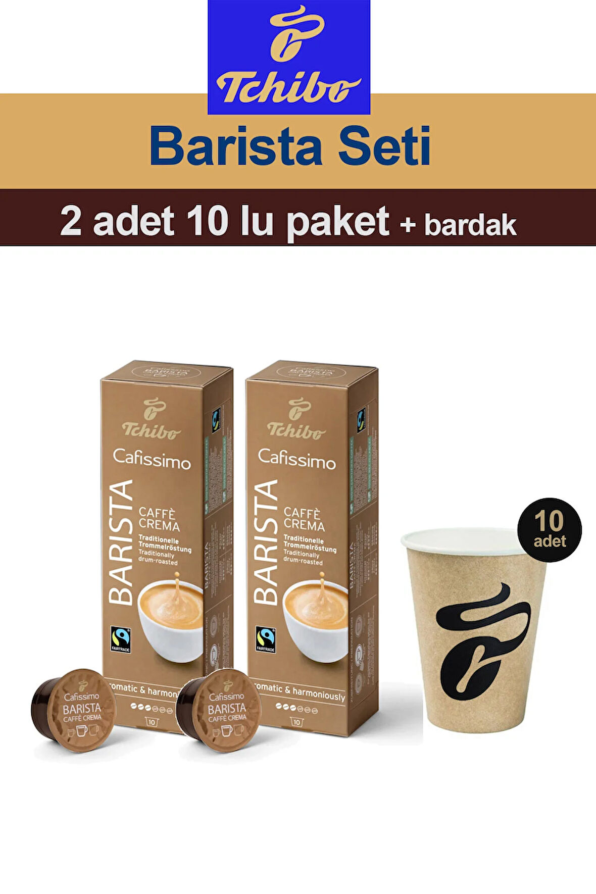 Cafissimo Barista Caffè Crema 2x10 Adet Kapsül Kahve Tchibo Bardak