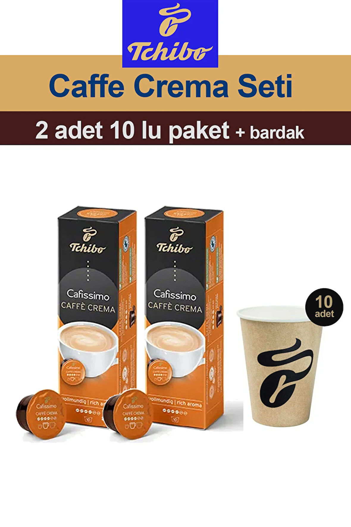 Cafissimo Caffè Crema Rich Aroma 2x10 Adet Kapsül Kahve Tchibo Bardak