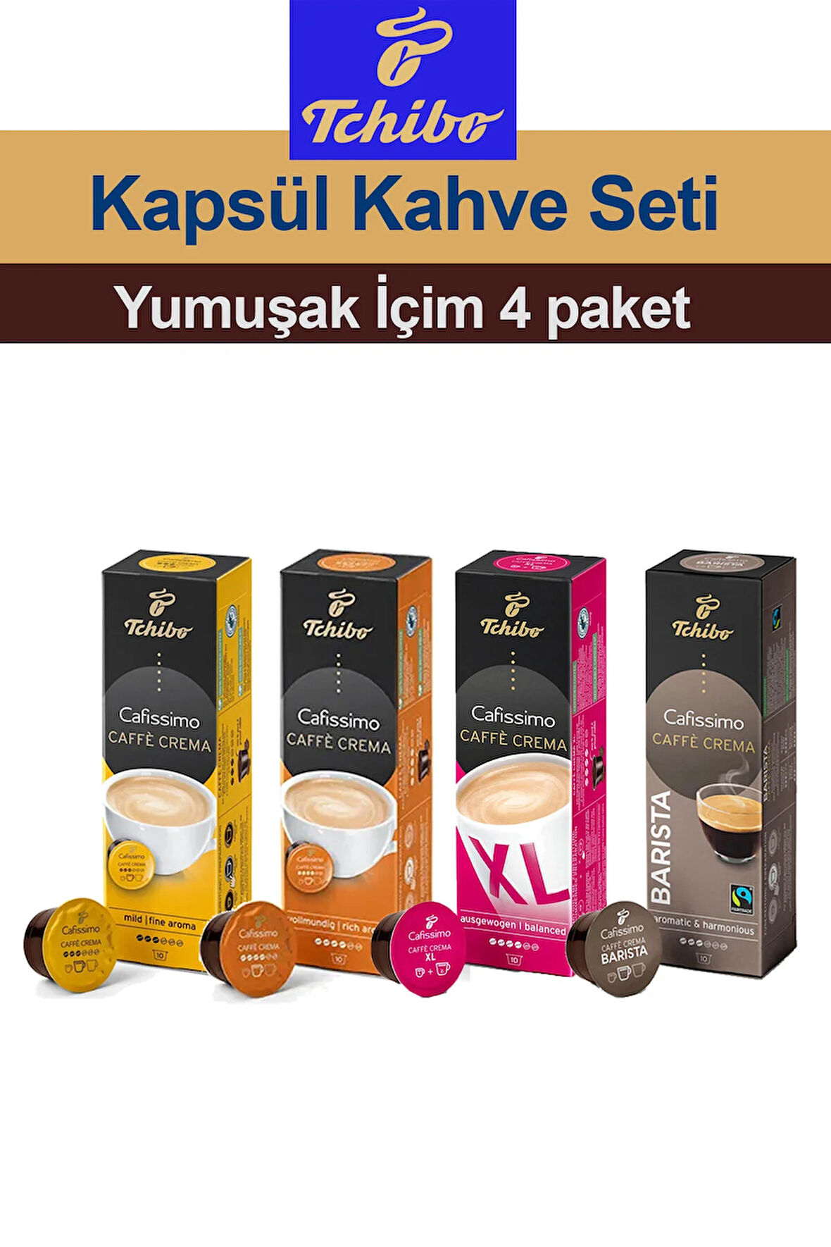 Yumuşak İçin Kapsül Kahve Seti XL Caffe Crema Barista Sadece Tchibo Kahve Makineleri ile Uyumludur