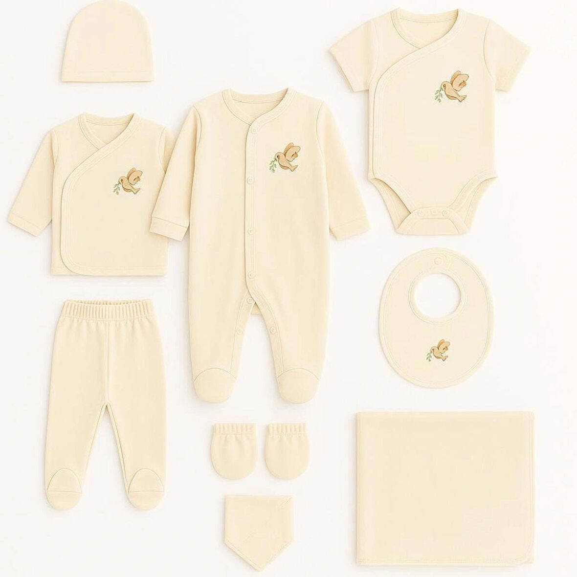 %100 Organik Pamuk 9'lu Hastane Çıkış Seti