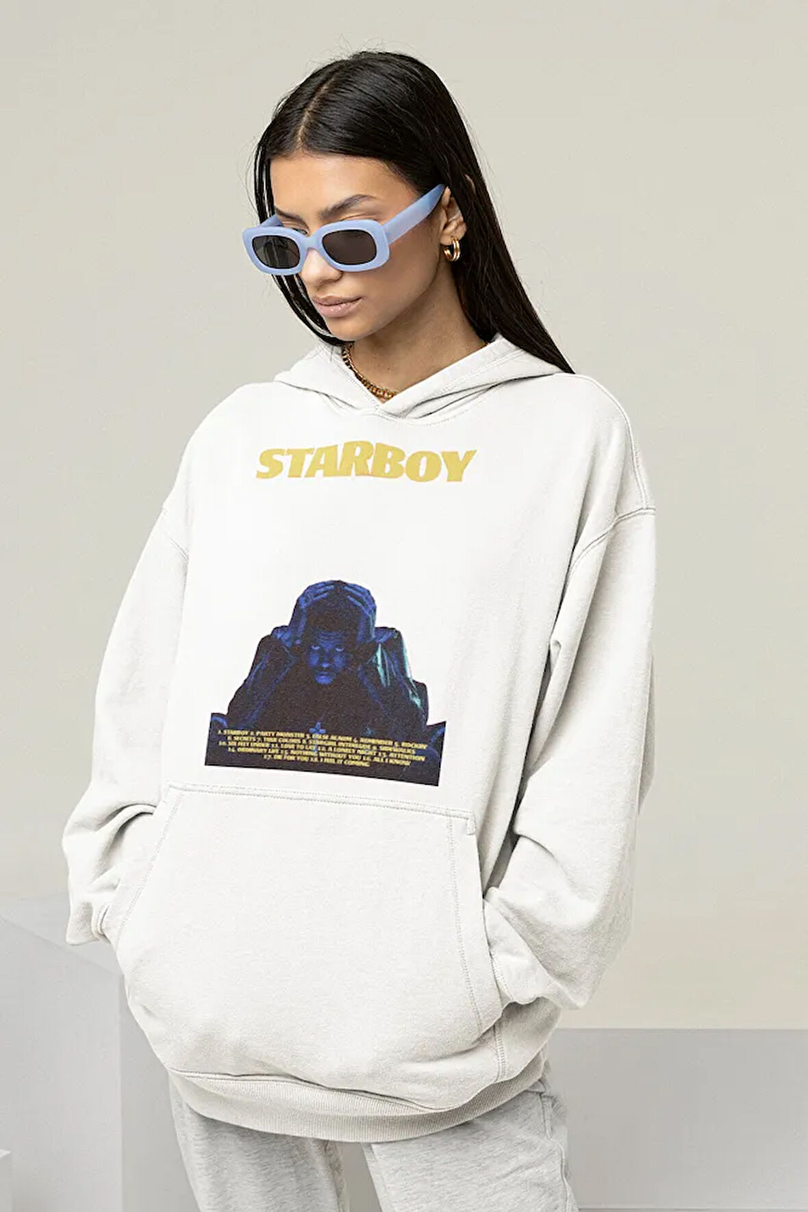 The Weeknd Starboy Baskılı Unisex Oversize Rapper Hoodie