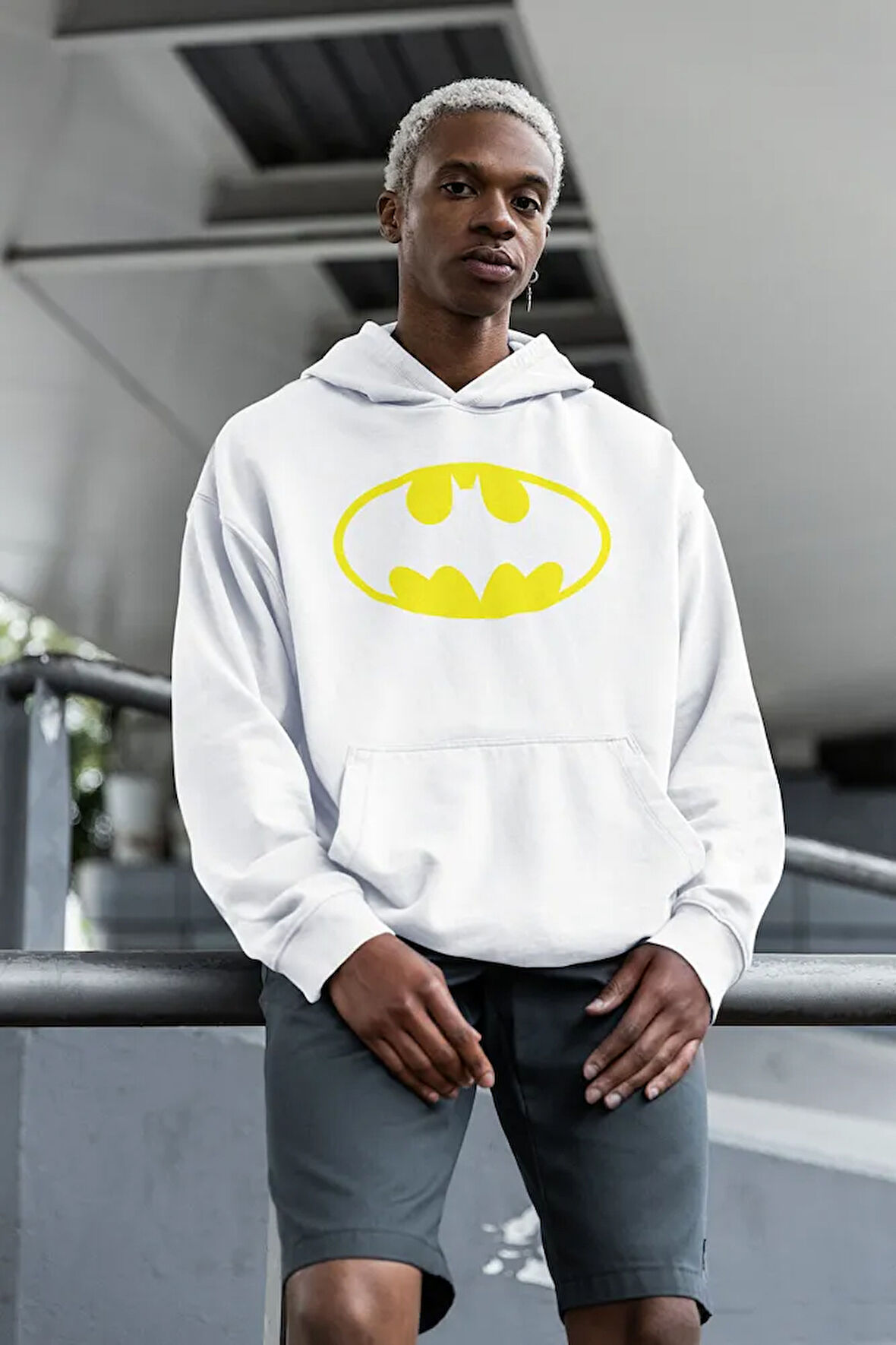 Dc Batman Logo Baskılı Unisex Oversize Hoodie