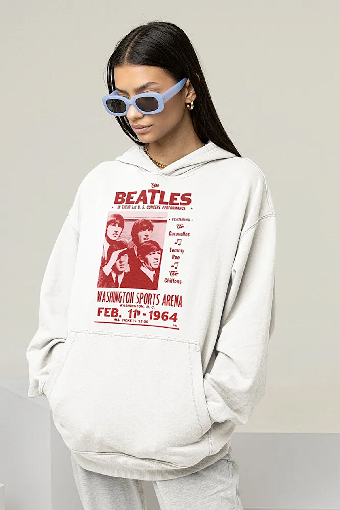 The Beatles Müzik Grubu Baskılı Unisex Oversize Hoodie