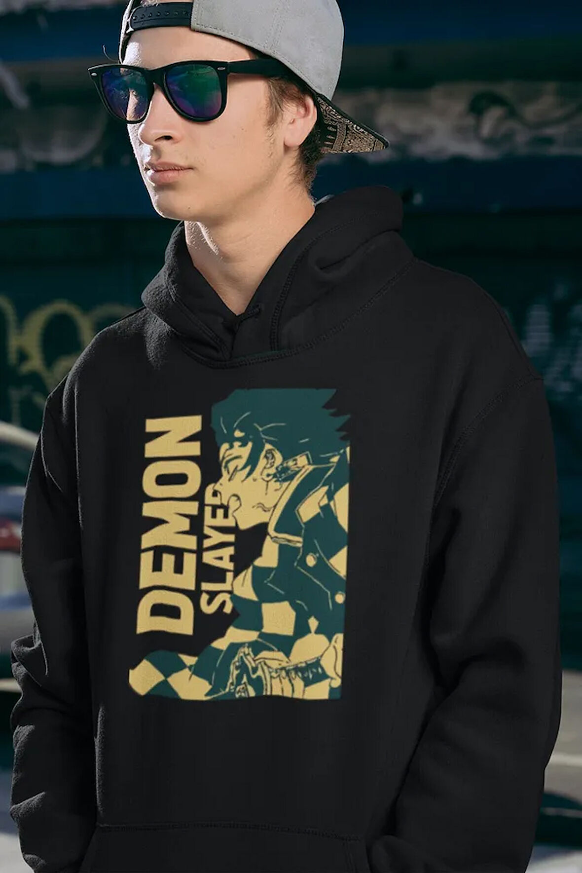Demon Slayer Anime Karakter Baskılı Unisex Oversize Hoodie