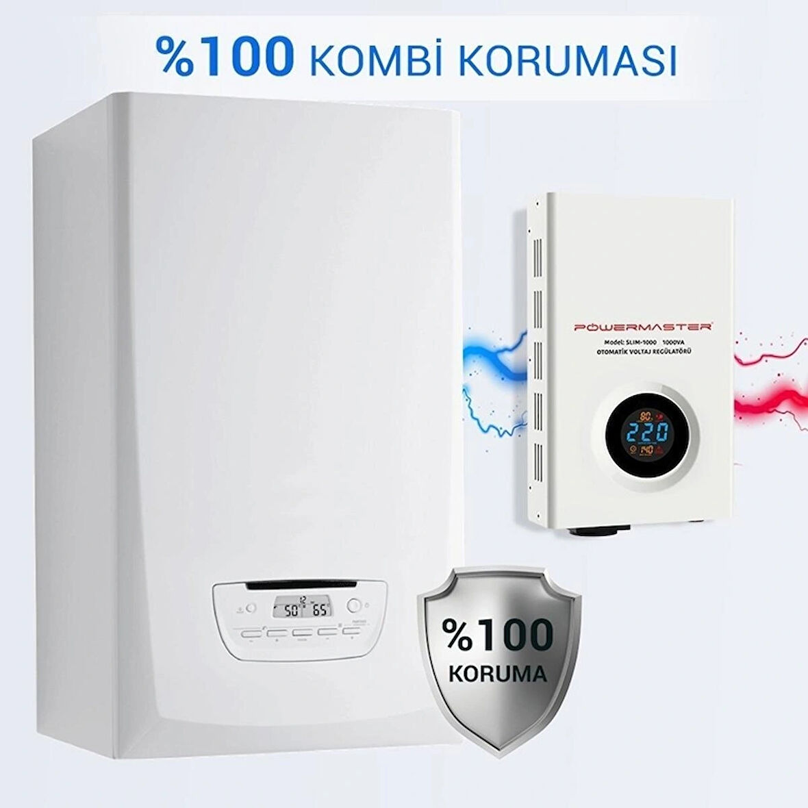 Dijital Ekranlı Otomatik Voltaj Kombi Regülatörü Özellikleri Kombi Koruma Regülatörü Slim Kasa