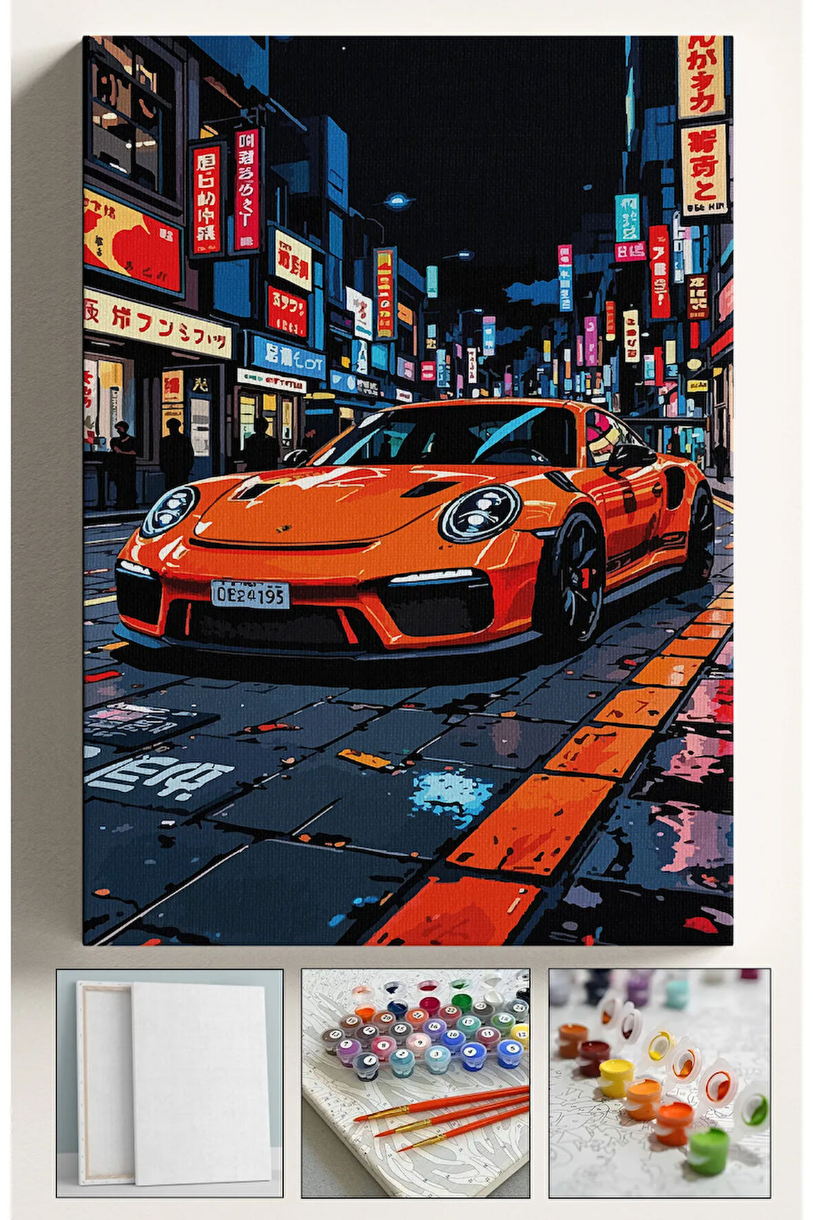 Sayılarla Boyama Tuval Seti Fırça Boya Dahil (çıtalı) 40x50 Cm JAPON PORS