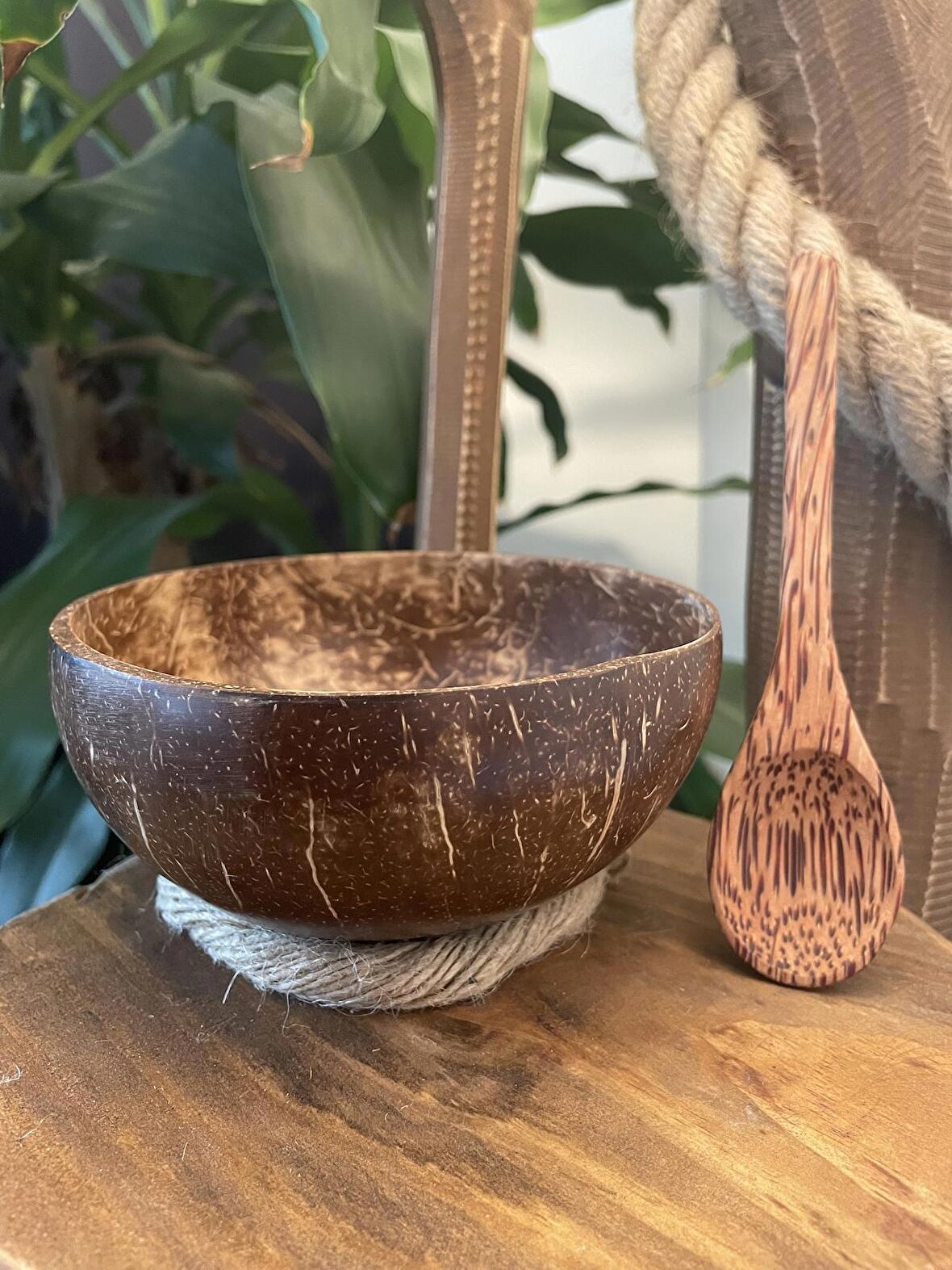 Hindistan Cevizi Kase, Kaşık Ve Kase Altlığı - Bowl Kasesi - Bowl Kaşığı - Coconut Bowl