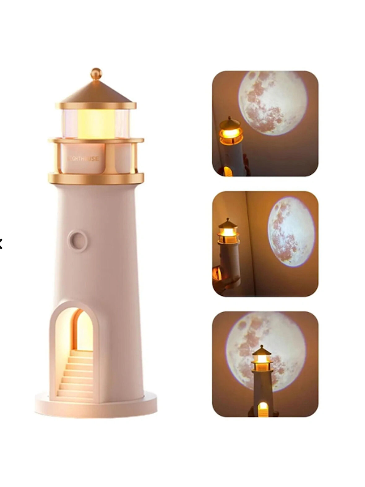  LED Deniz Feneri Ay Lambası Projektör Gece Lambası, Ay Işığı Projeksiyon Gece Lambası