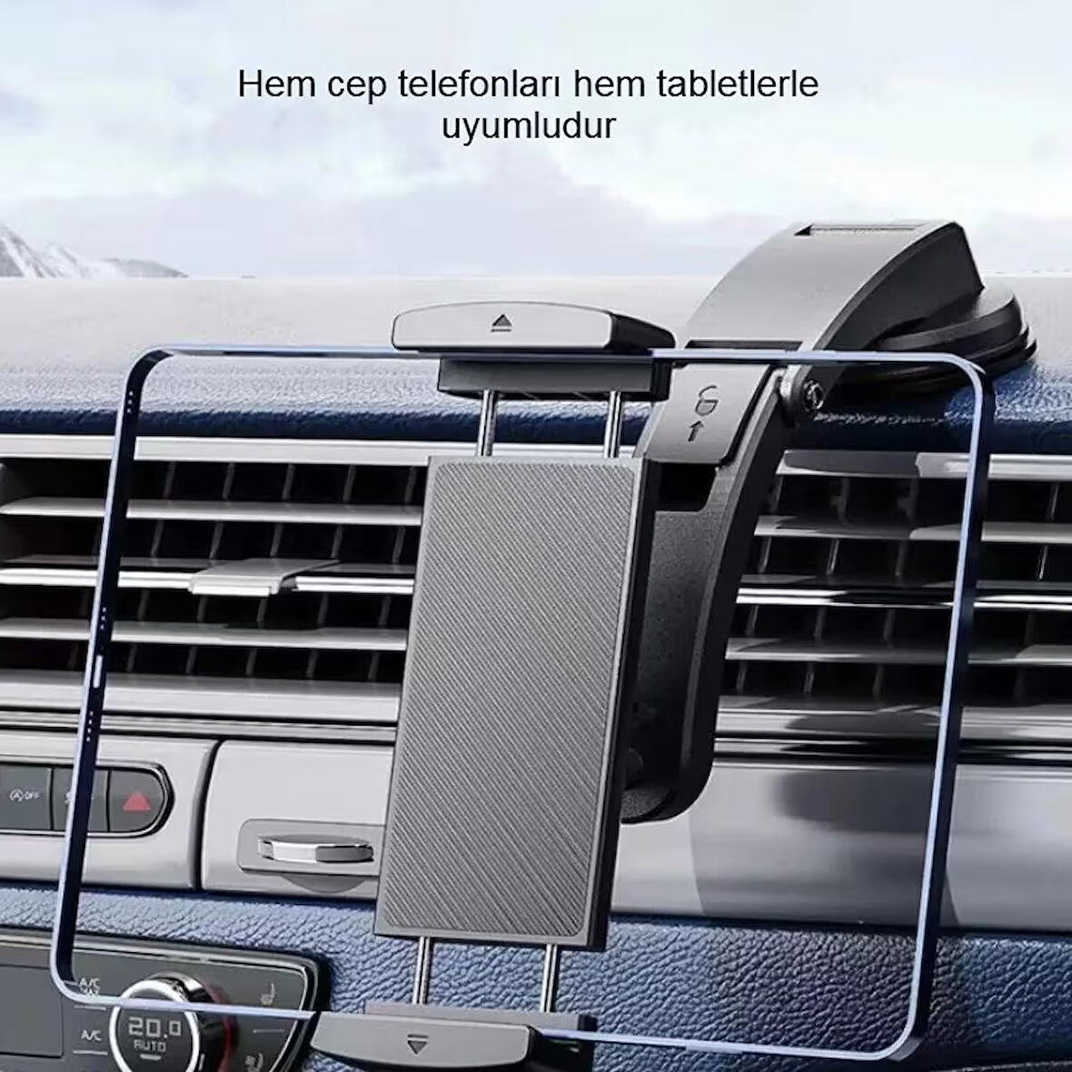 Araç içi telefon ve tablet tutucu silikon güçlü vantuz ayarlanabilir kaymaz evrensel uyum