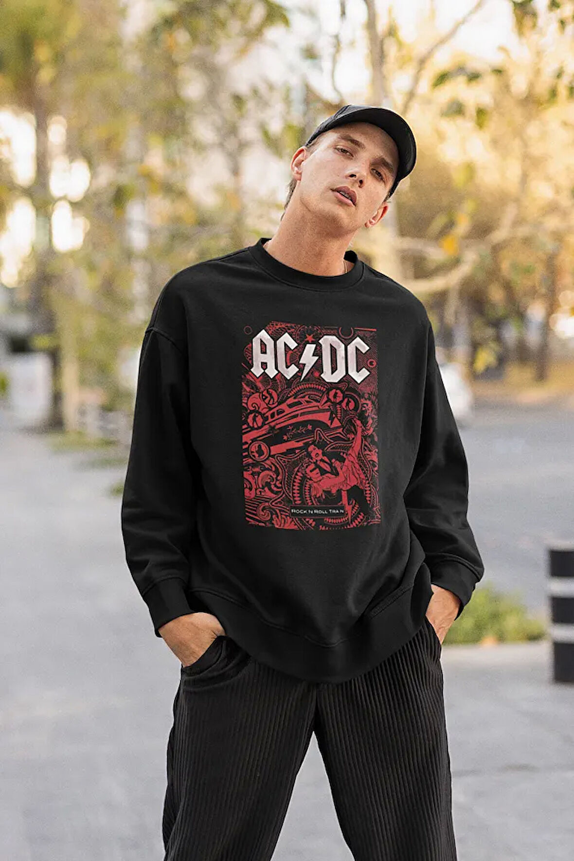 AC DC Rock Metal Baskılı Unisex Oversize Müzik Grubu Sweatshirt