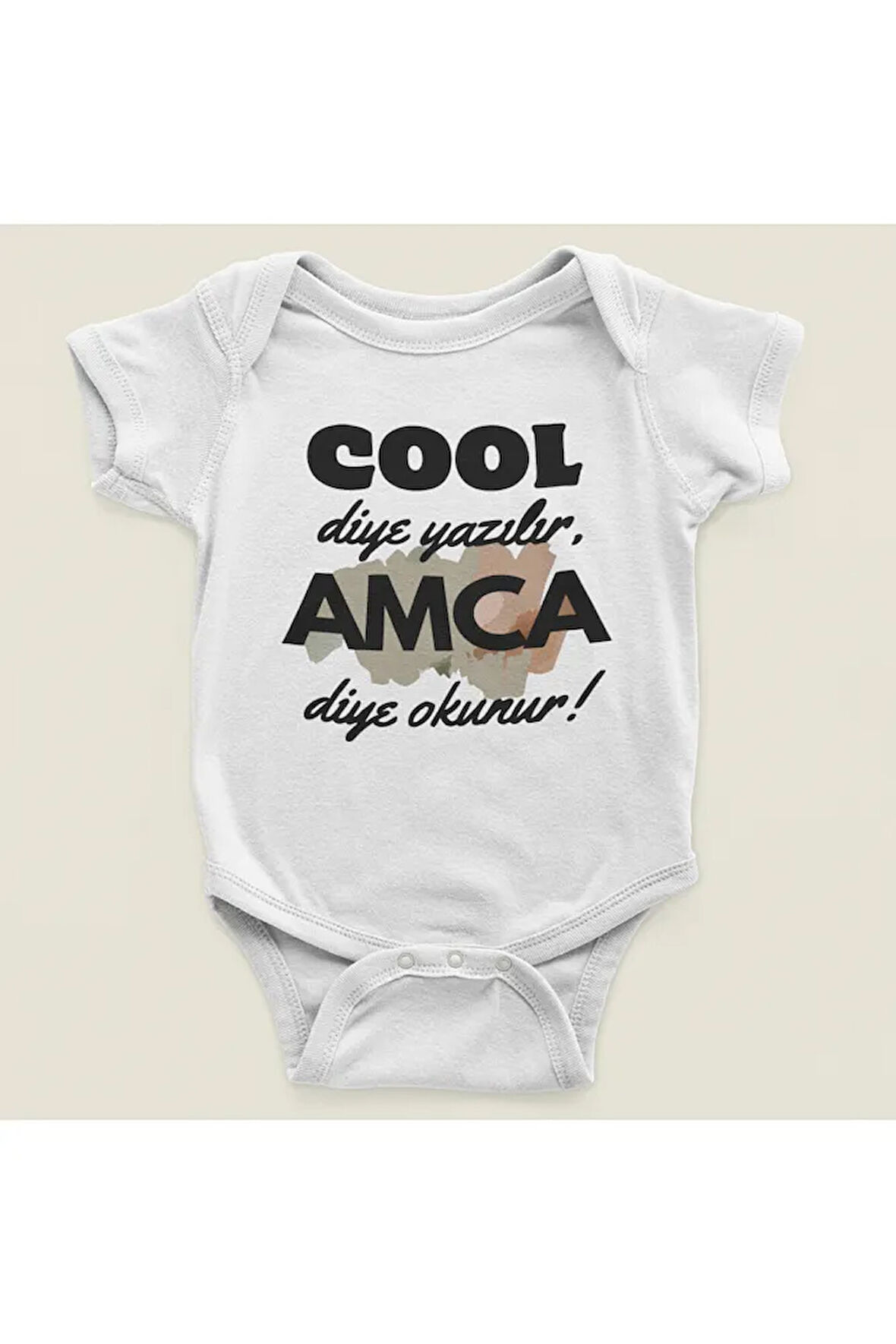 Cool Diye Yazılır Amca Diye Okunur Yazılı Pamuklu Yumuşak Unisex Çıtçıtlı Body Zıbın