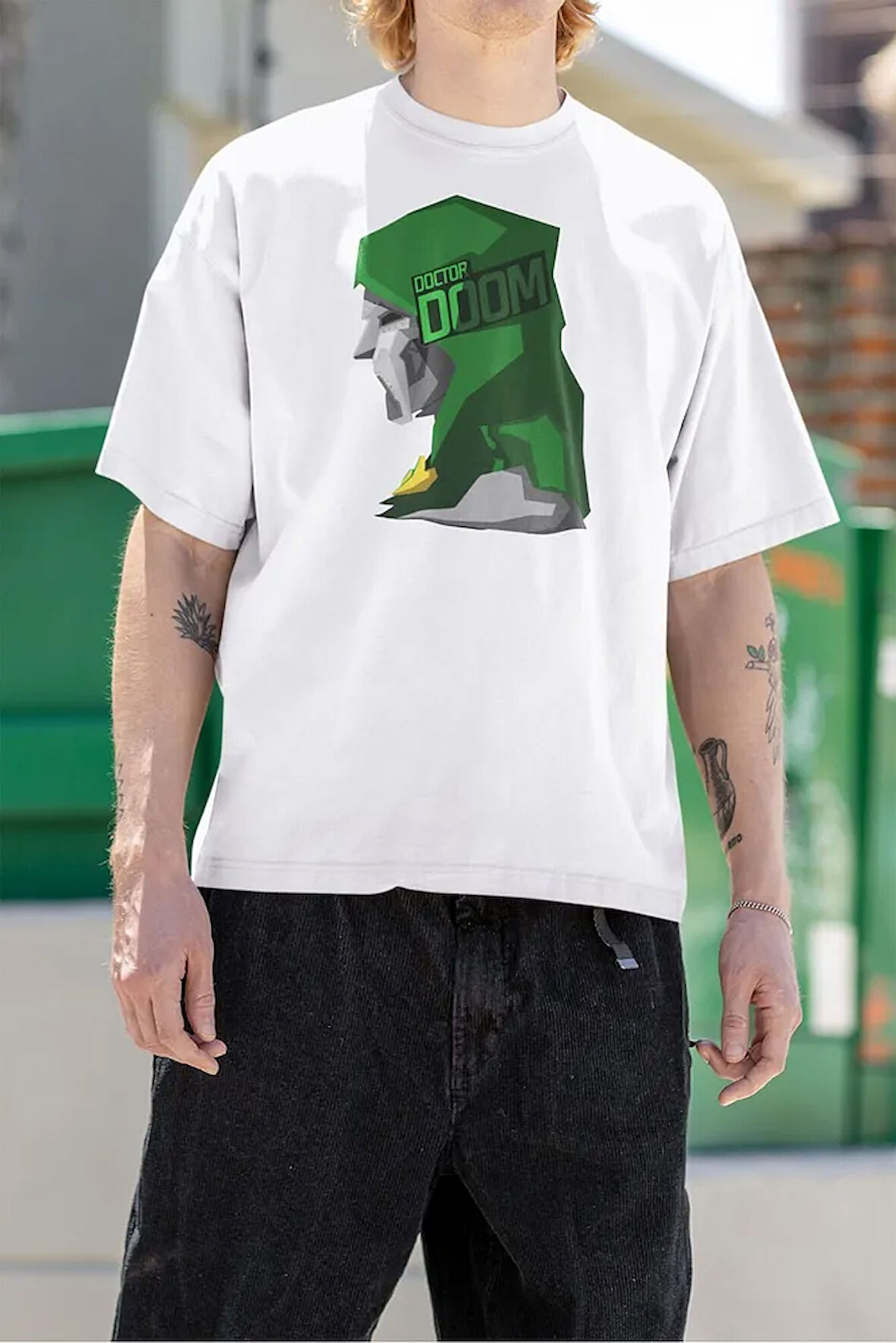 Marvel Karakter Baskılı Unisex Tişört, Oversize Doctor Doom Tişört