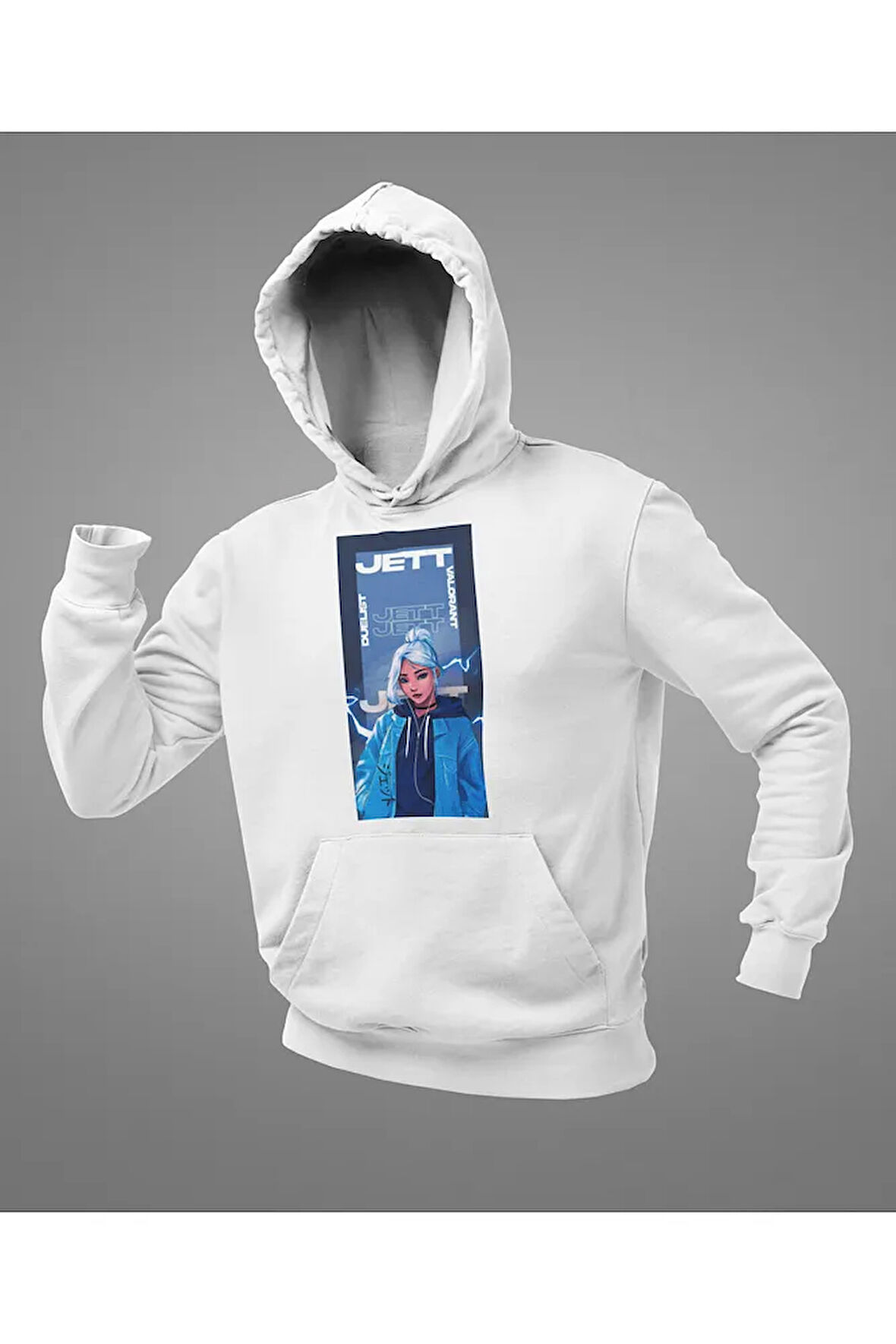 Valorant Jett Entry Karakter Baskılı Unisex Oversize Hoodie