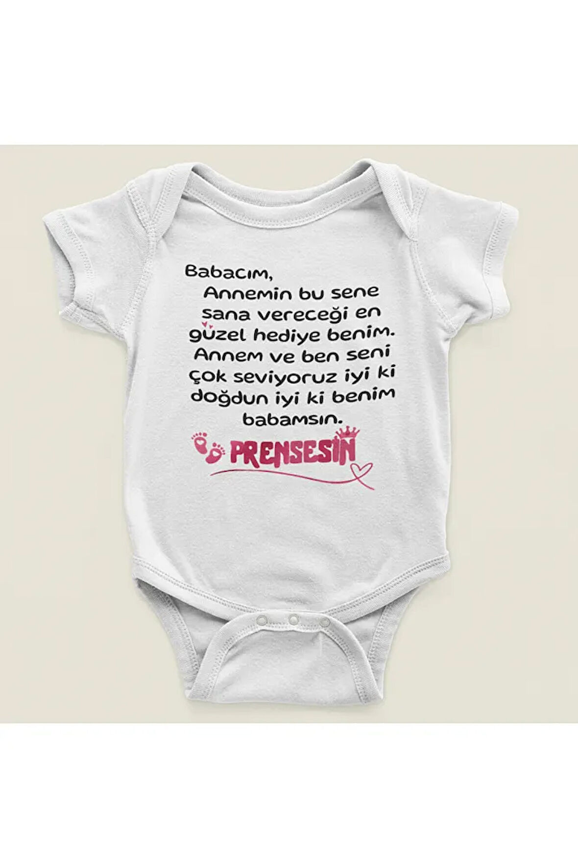 İyi Ki Doğdun Baba Yazılı Pamuklu Yumuşak Unisex Çıtçıtlı Body Zıbın