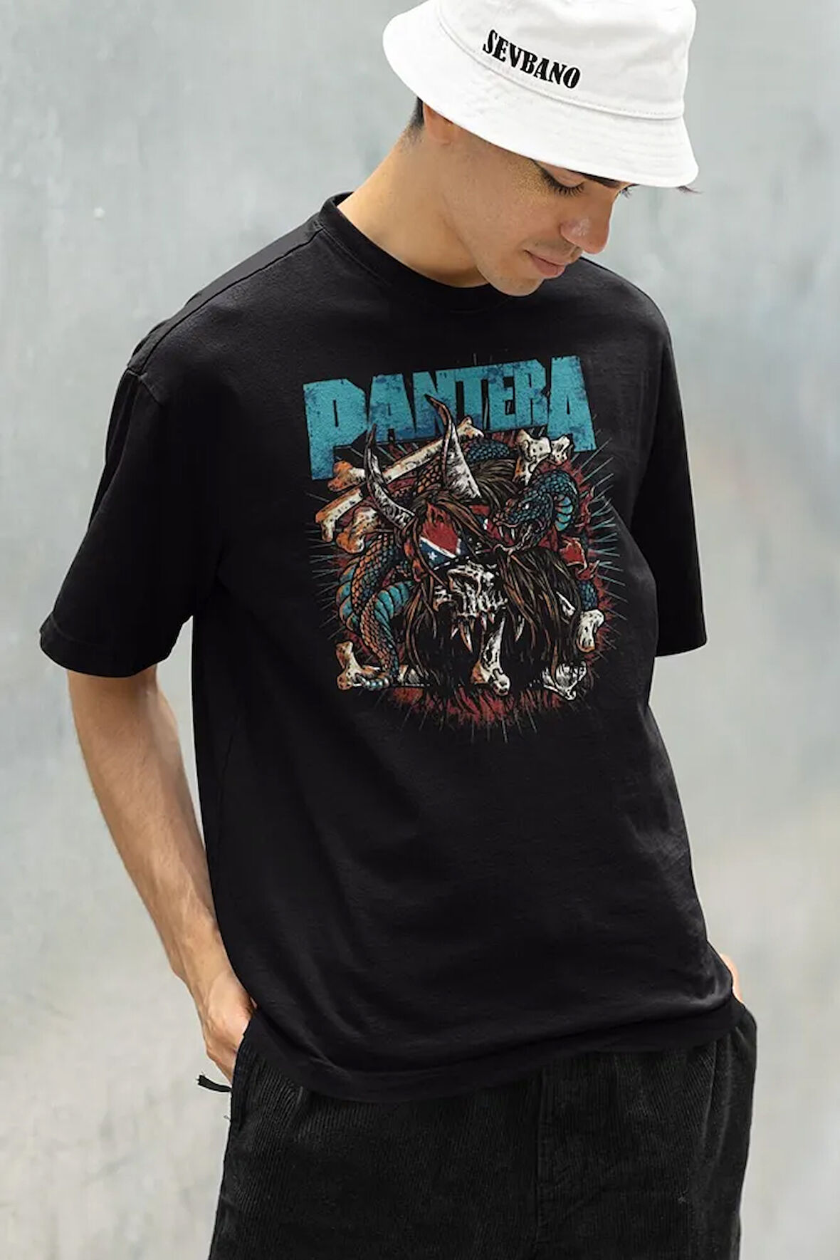 Pantera Rock Metal Müzik Grubu Baskılı Unisex Oversize Tişört