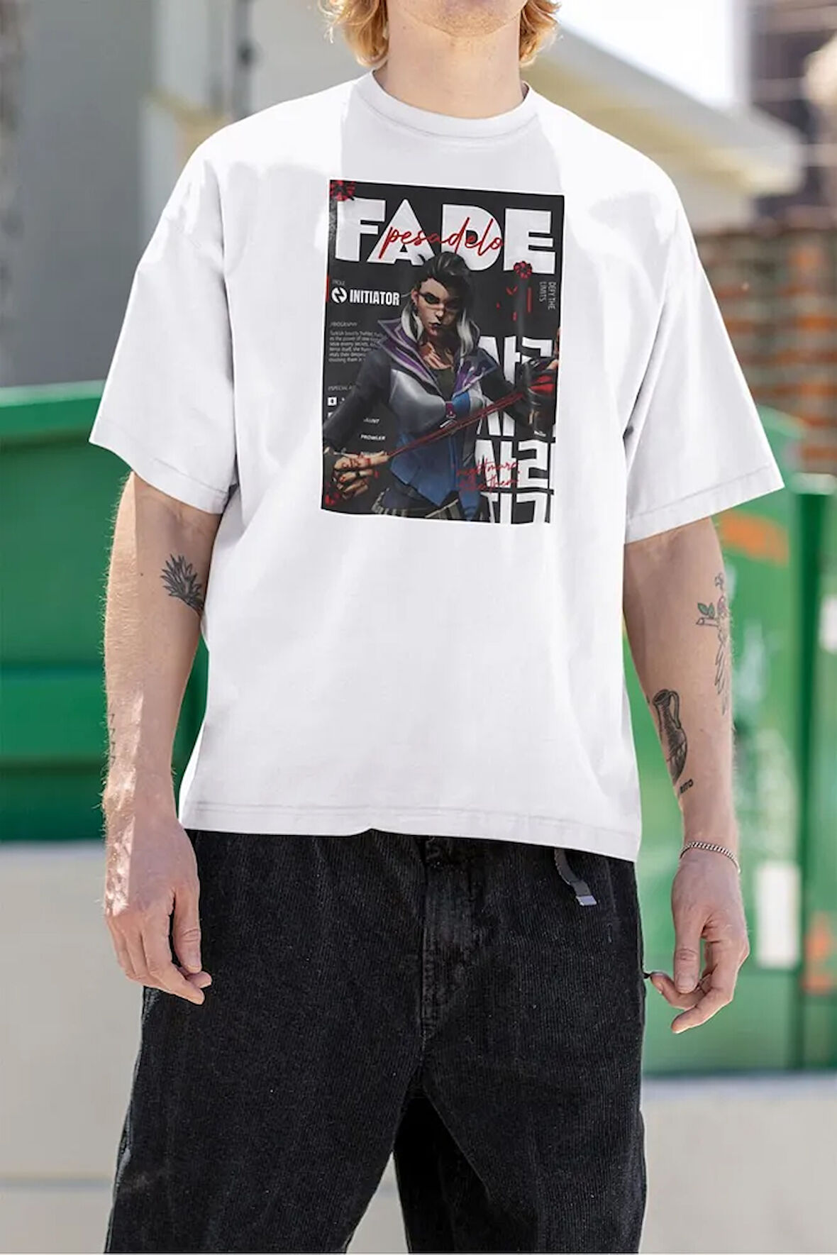 Initiator Fade Baskılı Unisex Oversize Valorannt Tişört