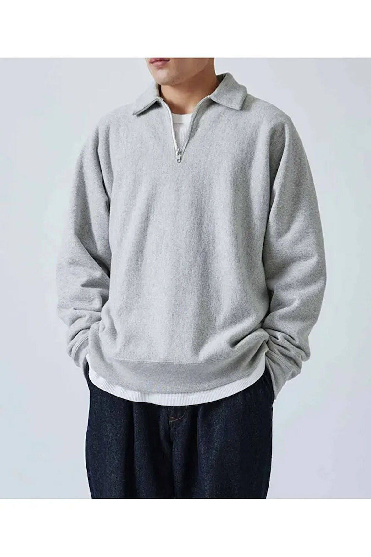 Polo Yaka Yarım Fermuarlı Unisex Oversize Sweatshirt