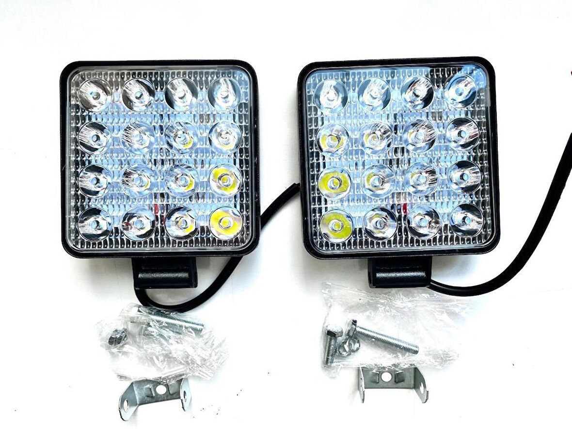 First Led Projektör Off Road Çalışma Sis Lambası 16 Led Kare 2 Adet