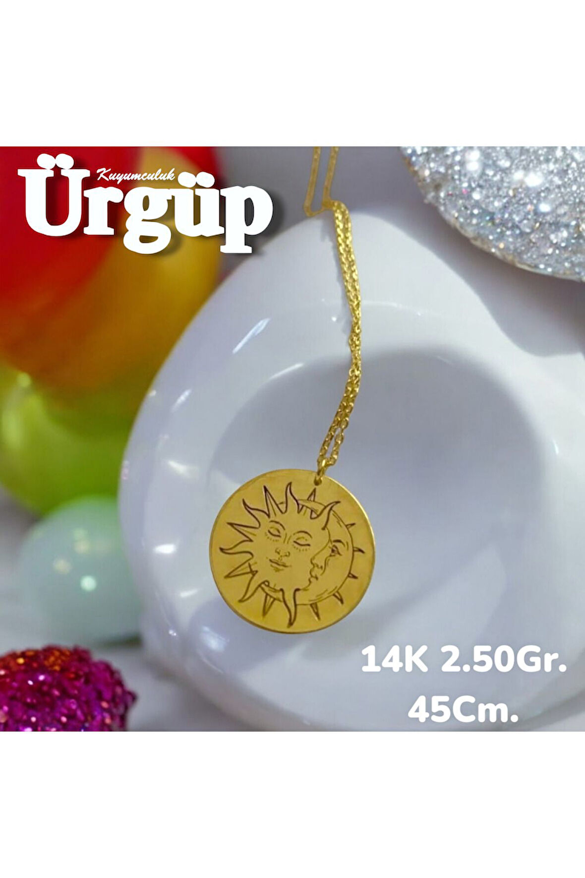 14AYAR 2.50Gram Altın Güneş ve Ay Kolye