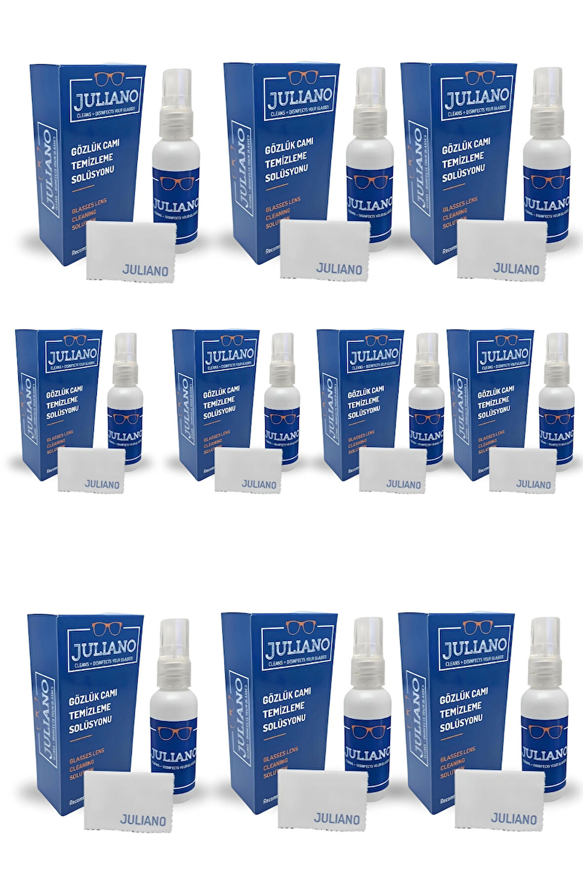 Juliano 10 Adet Gözlük Temizleme Antistatik Solusyon Sprey Set