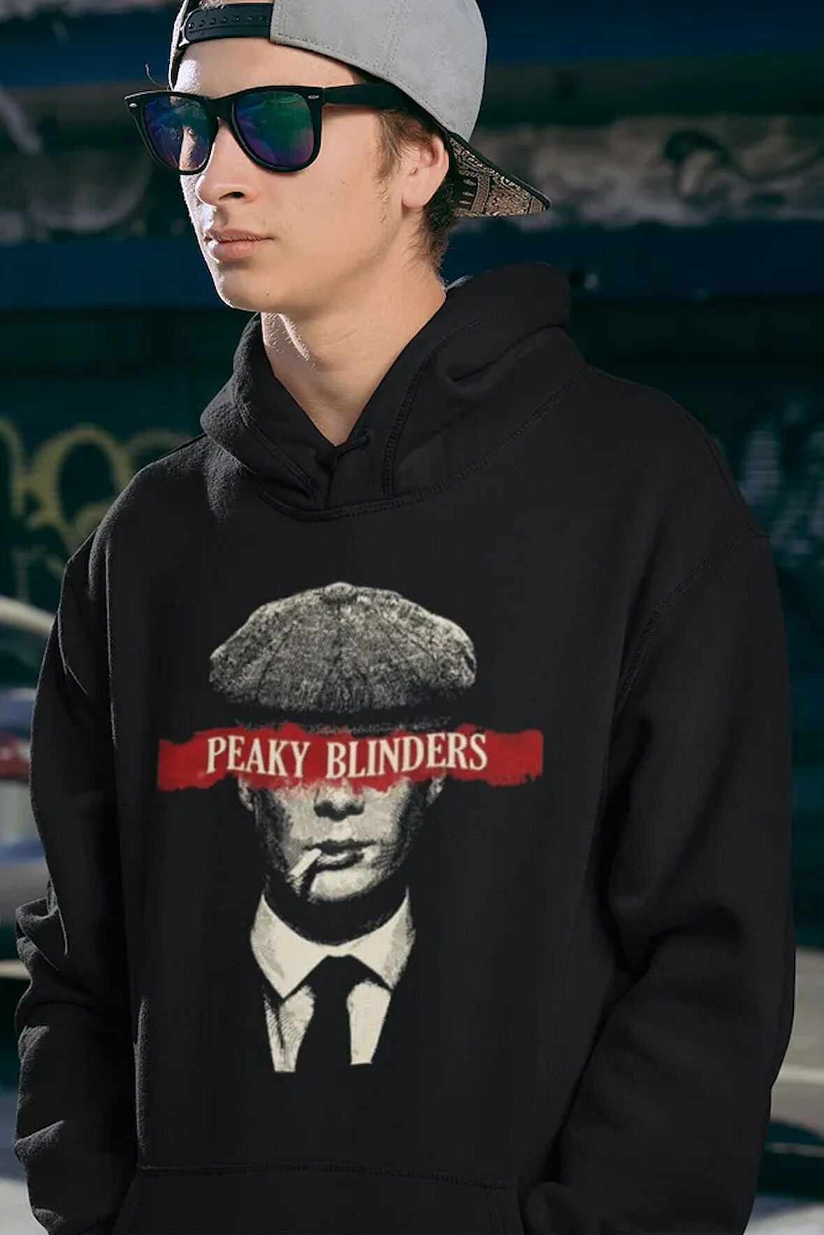 Tasarım Peaky Blinders Baskılı Unisex Oversize Tommy Shelby Hoodie