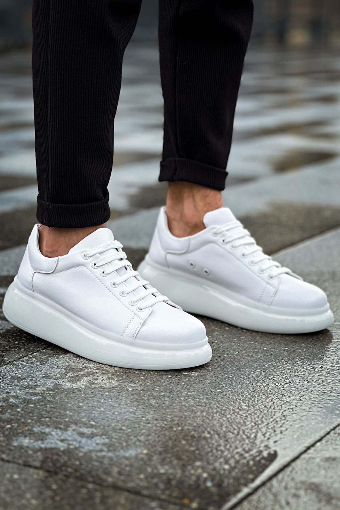 J295 Sollıevo Ortopedik Taban Günlük Cilt Erkek Sneaker Spor Ayakkabı CBT Beyaz