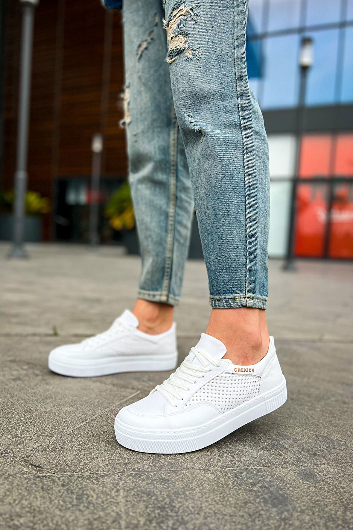 J015 First Edition Ortopedik Taban Günlük Cilt Erkek Sneaker Spor Ayakkabı CBT Beyaz